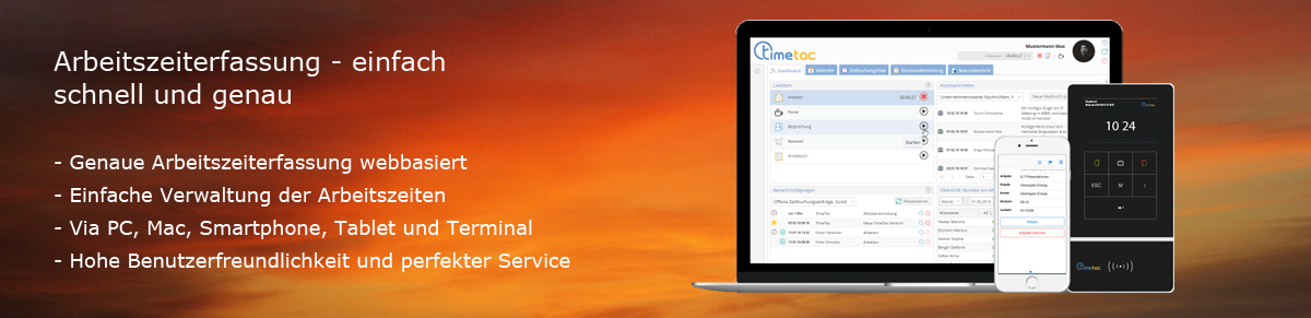Flashnet Zeiterfassung -  Arbeitszeiterfassung - einfach, schnell und genau 