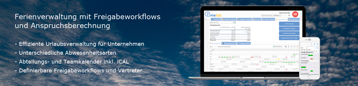 Flashnet Zeiterfassung - Ferienverwaltung mit Freigabeworkflows  und Anspruchsberechnung